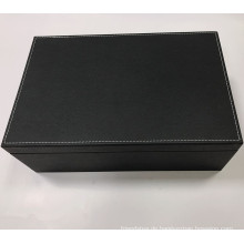 Handgefertigte schwarze Tee -Leder -Verpackungsschachtel für Geschenk